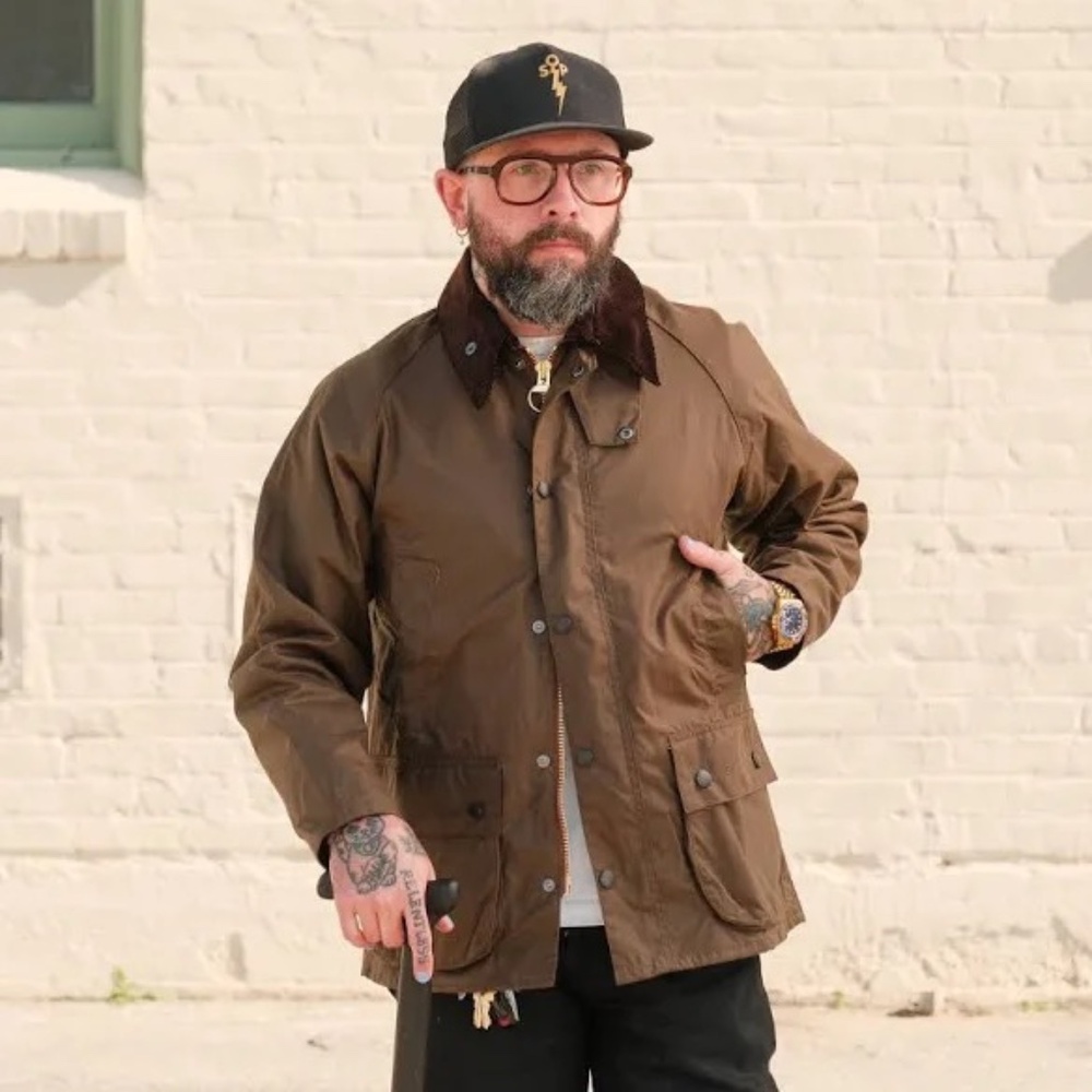 Barbour Bedale Waxed Jacket Men, Size 48, color: Bark